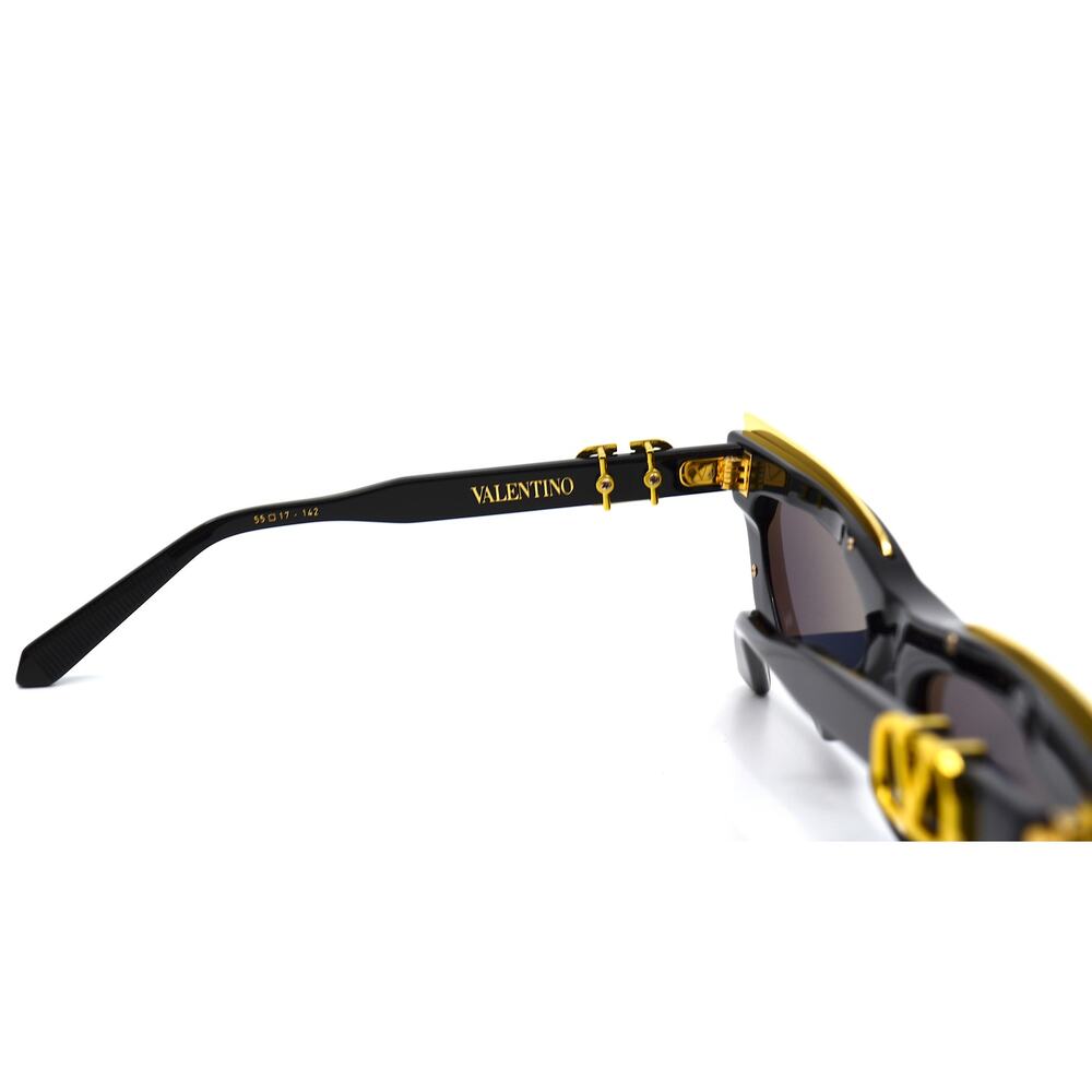 NEW VALENTINO GOLDCUT VLS-113A-55 BLACK GREY LENS SUNGLASSES AUTHENTIC - Picture 10 of 15